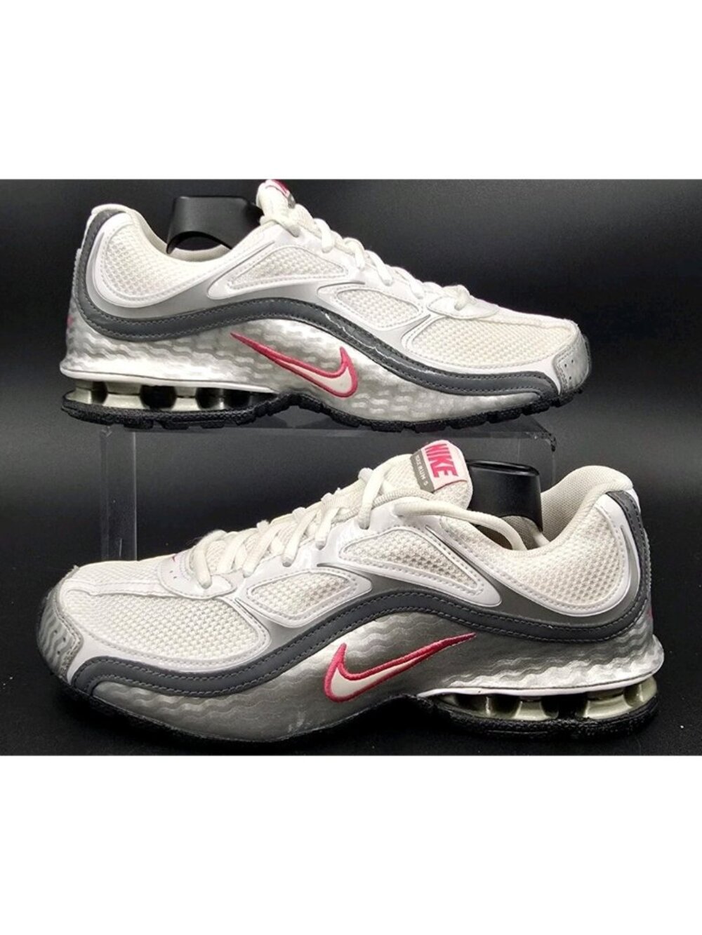 Nike Reax Run 5 Running Athletic Shoes White Silver Pink 407987-116 Women's 8.5